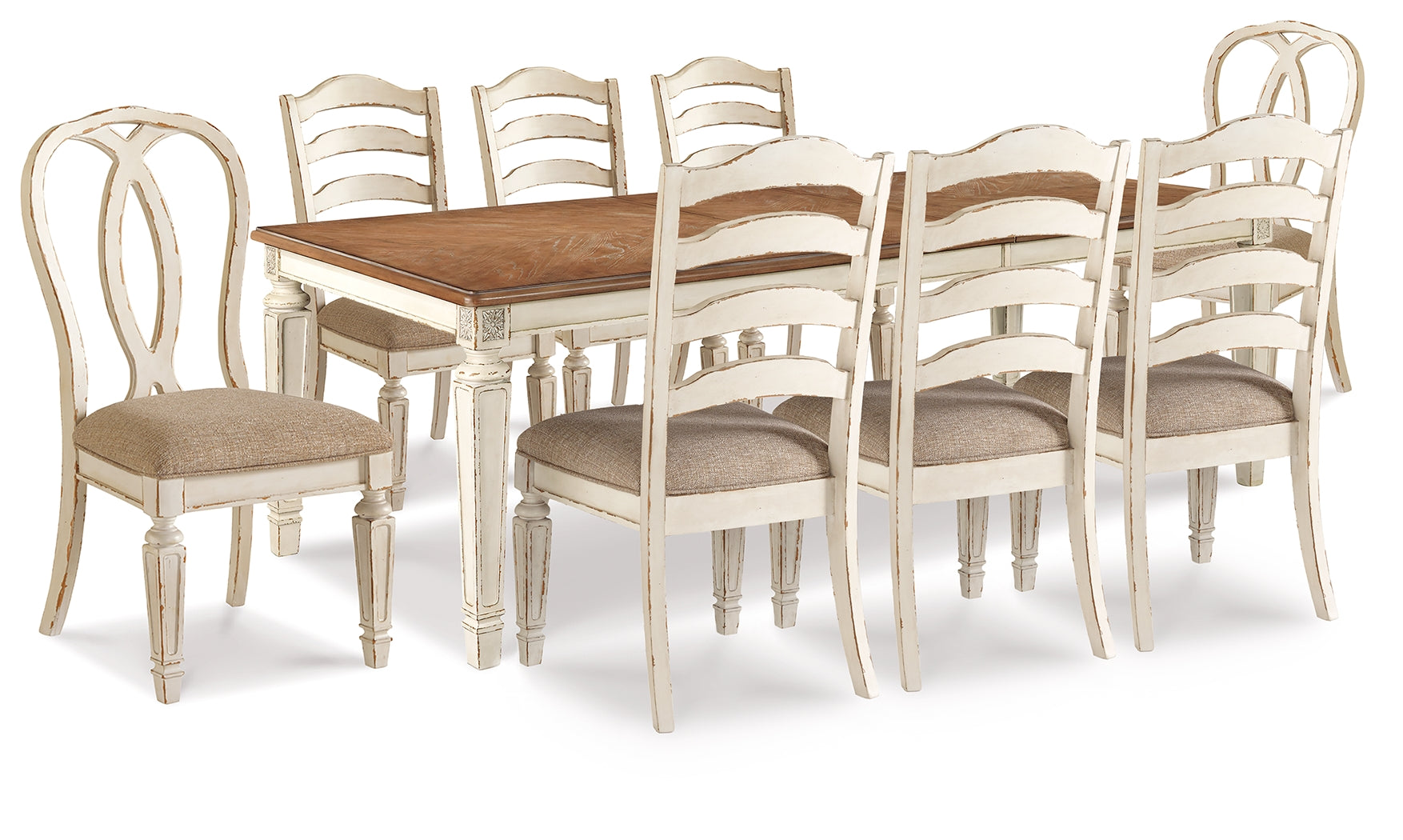 J&M Furniture - Ashley Furniture - Realyn Dining Table with 8 Chairs - Dining Table with 8 Chairs - D743D9