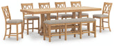 J&M Furniture - Ashley Furniture - Havonplane Counter Height Dining Table, 6 Barstools and Bench - Counter Height Dining Table, 6 Barstools and Bench - D773D5