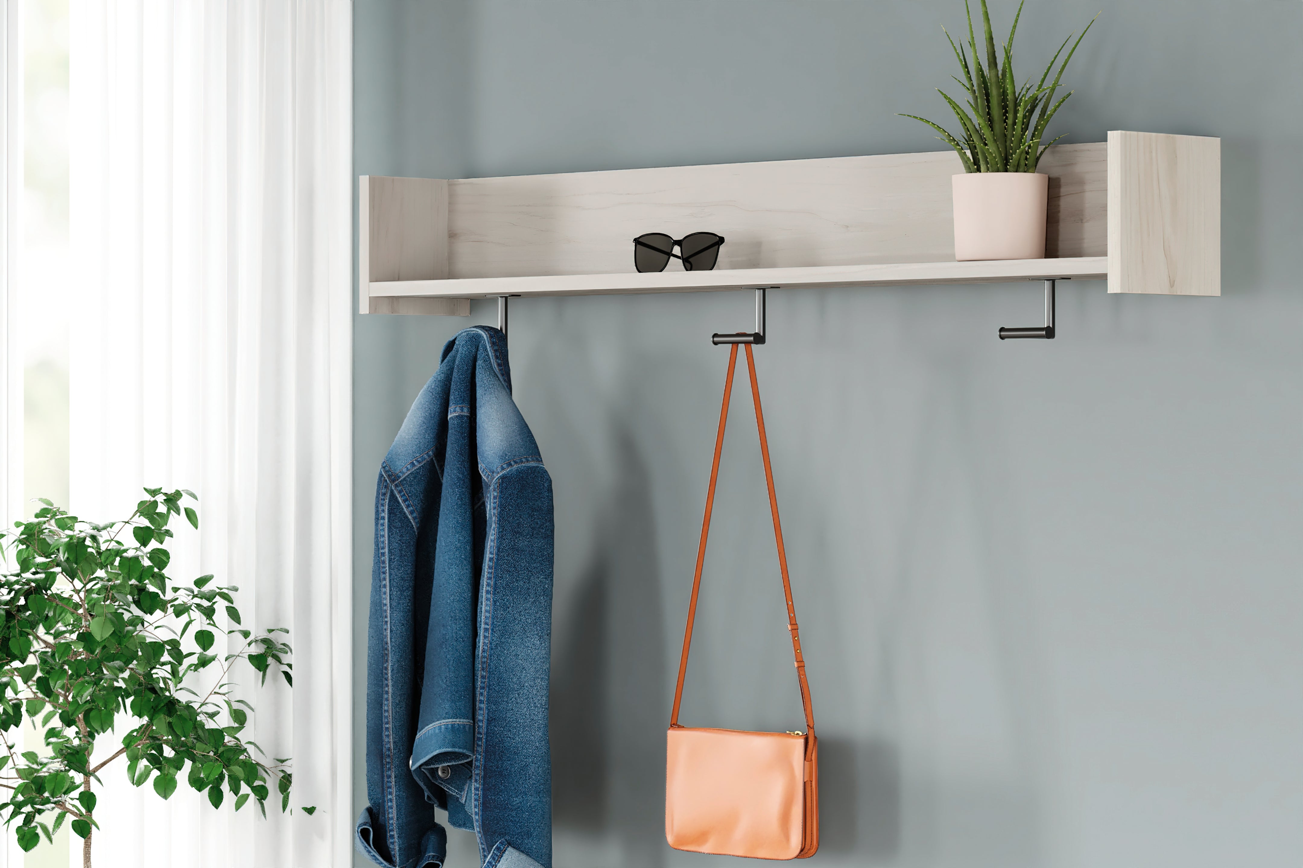 J&M Furniture - Ashley Furniture - Socalle Wall Mounted Coat Rack with Shelf - Wall Mounted Coat Rack w/Shelf - EA1864-151