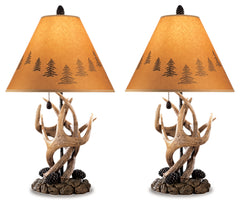 J&M Furniture - Ashley Furniture - Derek Table Lamp (Set of 2) - Poly Table Lamp (Set of 2) / Brown - L316984