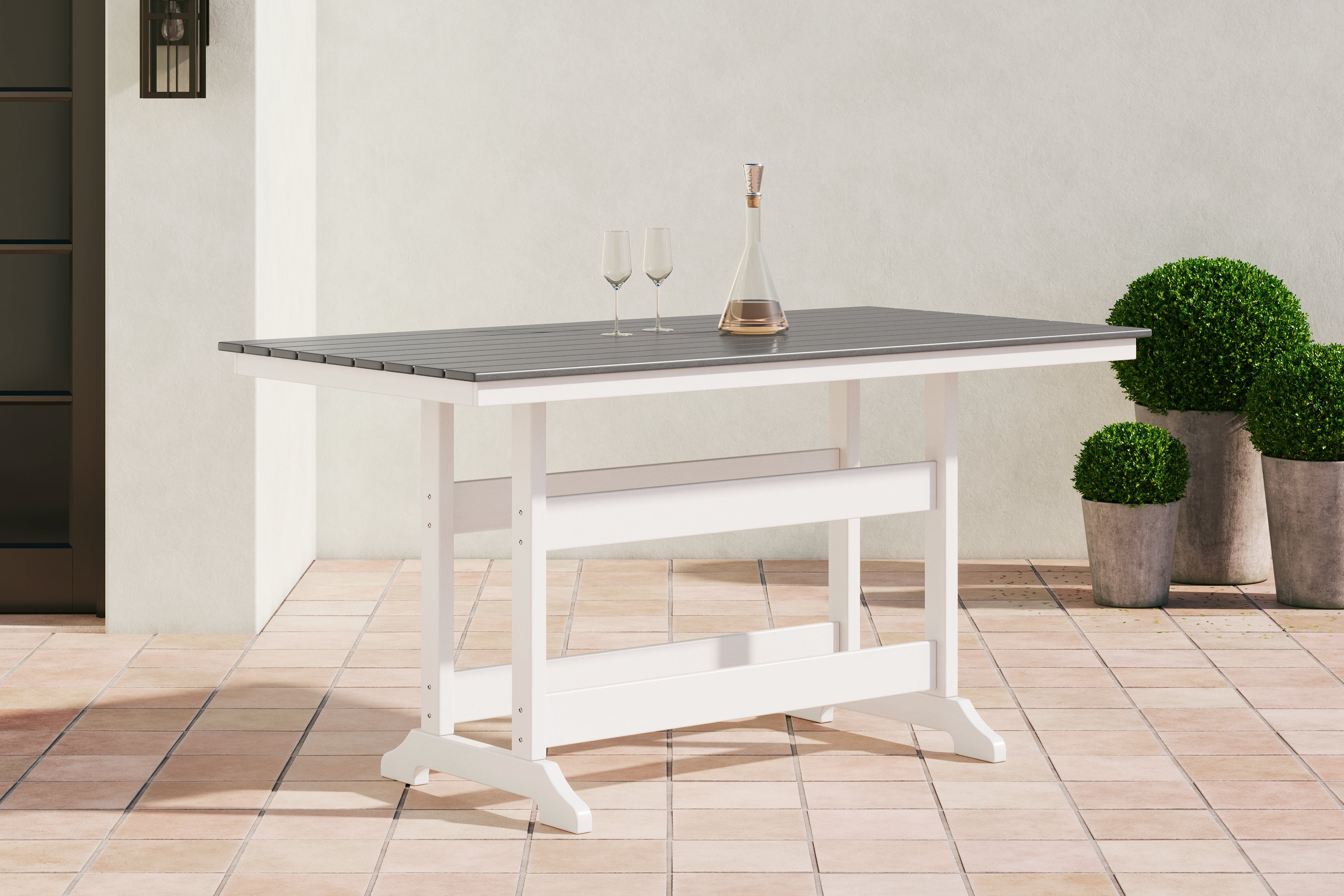 J&M Furniture - Ashley Furniture - Transville Outdoor Counter Height Dining Table - RECT COUNTER TABLE W/UMB OPT - P210-642