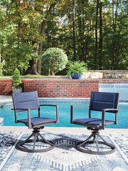 J&M Furniture - Ashley Furniture - Rocky Creek Outdoor Sling Swivel Chair (Set of 2) - Sling Swivel Chair (Set of 2) - PCP326-602A