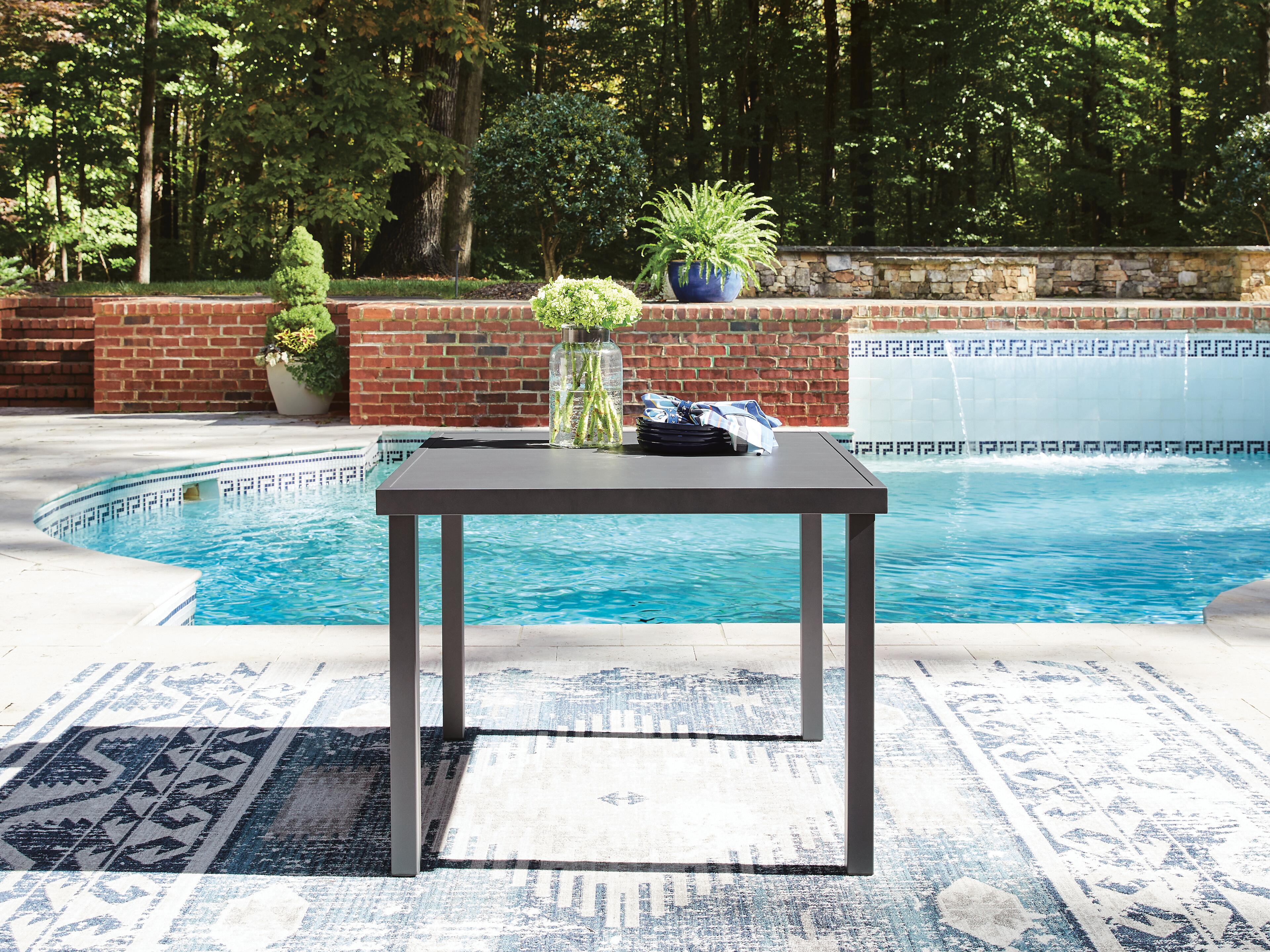 J&M Furniture - Ashley Furniture - Rocky Creek Outdoor Dining Table - Square Dining Table w/UMB OPT - PCP326-615