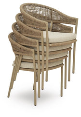 Orchard Beach Outdoor Arm Chair with Cushion (Set of 4)