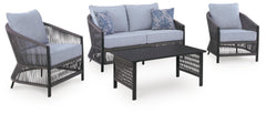 Bridges Beach Outdoor Love/Chairs/Table Set (Set of 4)