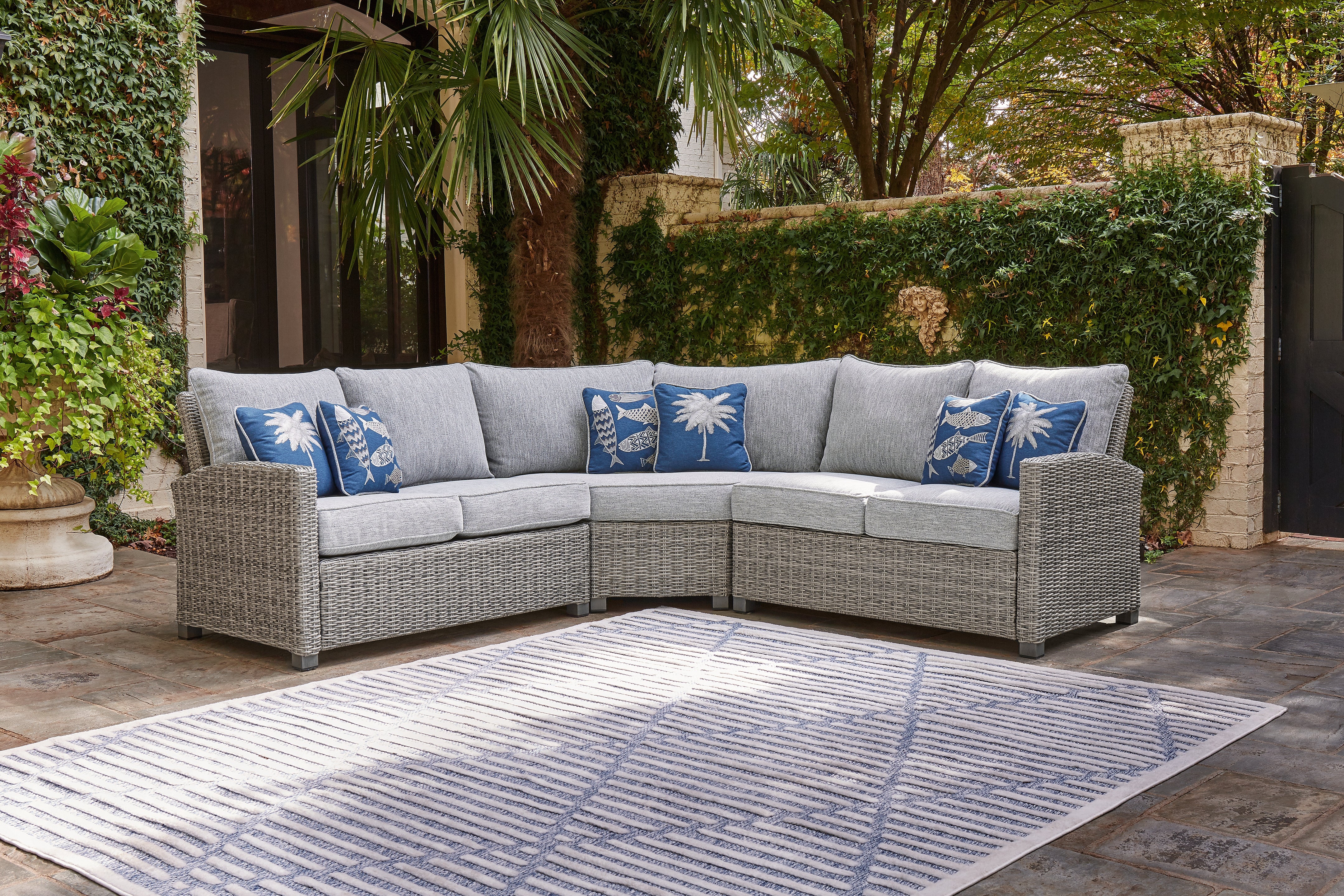 J&M Furniture - Ashley Furniture - Naples Beach 3-Piece Outdoor Sectional - 3-Piece Outdoor Sectional - P439P1