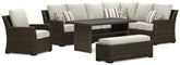 J&M Furniture - Ashley Furniture - Brook Ranch Outdoor Sofa Sectional, Bench, Lounge Chair and Table - Outdoor Sofa Sectional, Bench, Lounge Chair and Table - P465P2