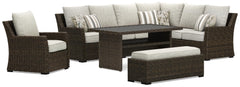 J&M Furniture - Ashley Furniture - Brook Ranch Outdoor Sofa Sectional, Bench, Lounge Chair and Table - Outdoor Sofa Sectional, Bench, Lounge Chair and Table - P465P2