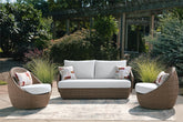 J&M Furniture - Ashley Furniture - Double Point Outdoor Loveseat/2 Swivel Chairs (Set of 3) - Love/Swivel Chairs Set (3/CN) - PCP503-070
