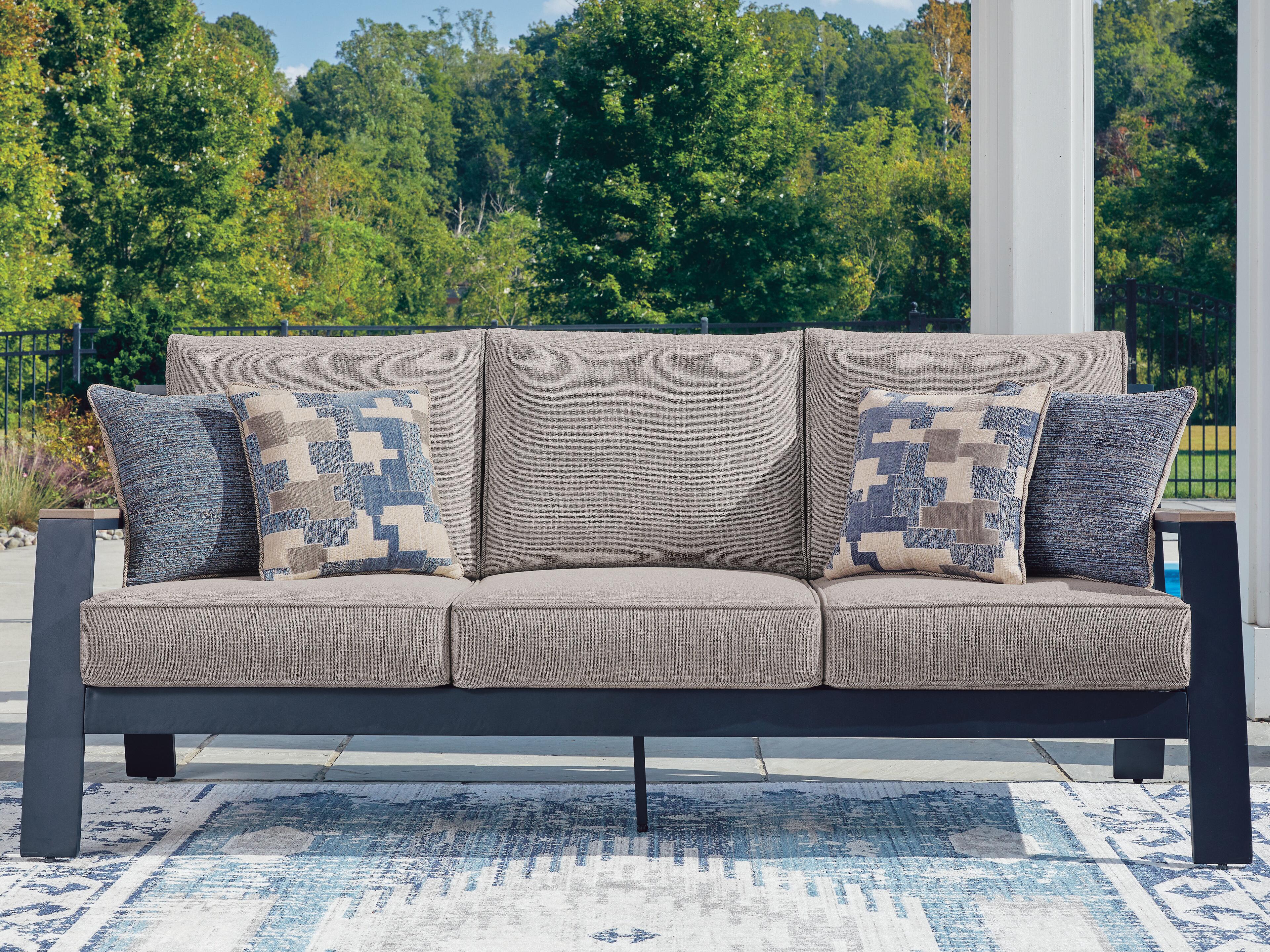 J&M Furniture - Ashley Furniture - East Beach Outdoor Sofa with Cushion - Sofa with Cushion - PCP587-838
