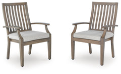 J&M Furniture - Ashley Furniture - Rainier Ranch Outdoor Arm Chair with Cushion (Set of 2) - Arm Chair With Cushion (Set of 2) / Brown/Beige - P701-601A