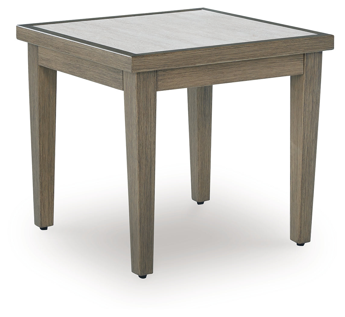 J&M Furniture - Ashley Furniture - Rainier Ranch Outdoor End Table - Square End Table / Brown/Beige - P701-702