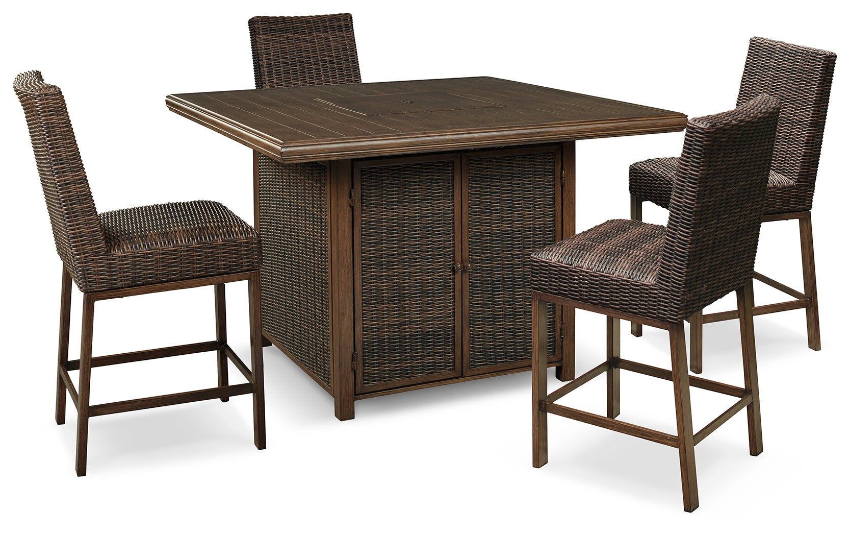 J&M Furniture - Ashley Furniture - Paradise Trail Outdoor Counter Height Dining Table with 4 Barstools - Outdoor Counter Height Dining Table with 4 Barstools / Medium Brown - P750P5