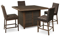J&M Furniture - Ashley Furniture - Paradise Trail Outdoor Counter Height Dining Table with 4 Barstools - Outdoor Counter Height Dining Table with 4 Barstools / Medium Brown - P750P5
