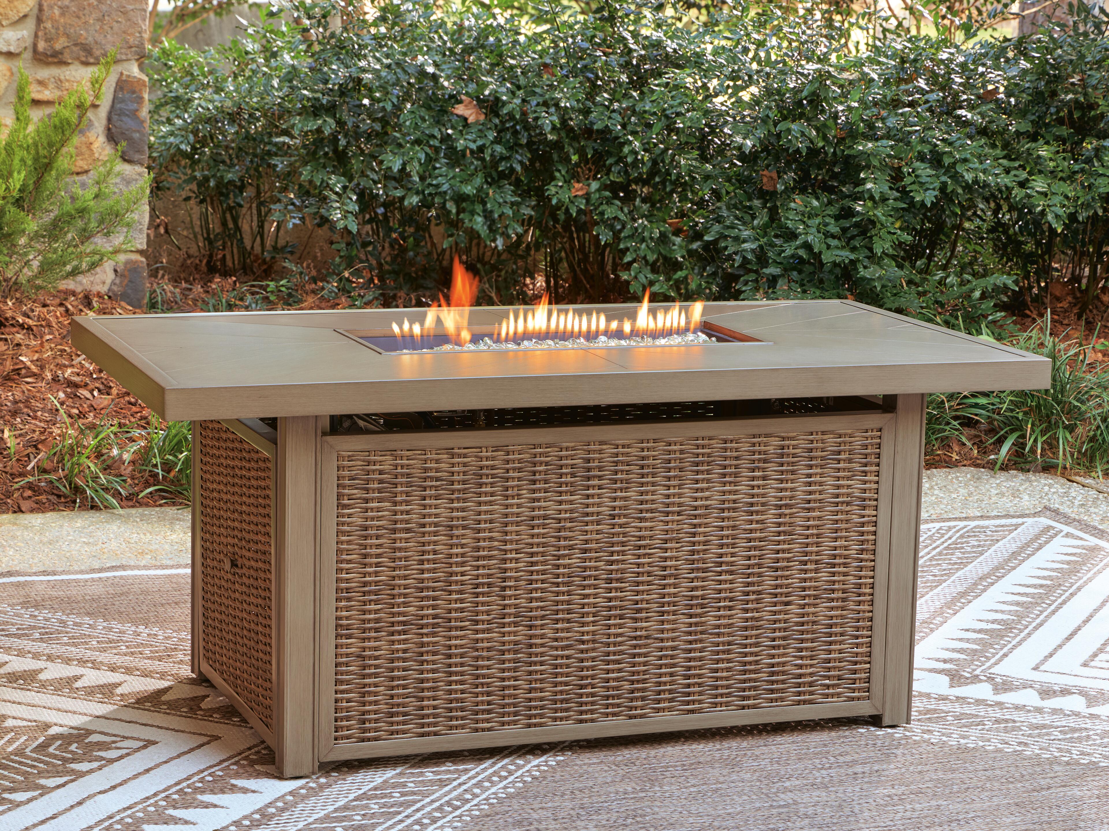 J&M Furniture - Ashley Furniture - Laguna Heights Outdoor Fire Pit Table - Rectangular Fire Pit Table - PCP790-773