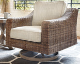 J&M Furniture - Ashley Furniture - Beachcroft Outdoor Swivel Lounge with Cushion - Swivel Lounge Chair (1/CN) - P791-821