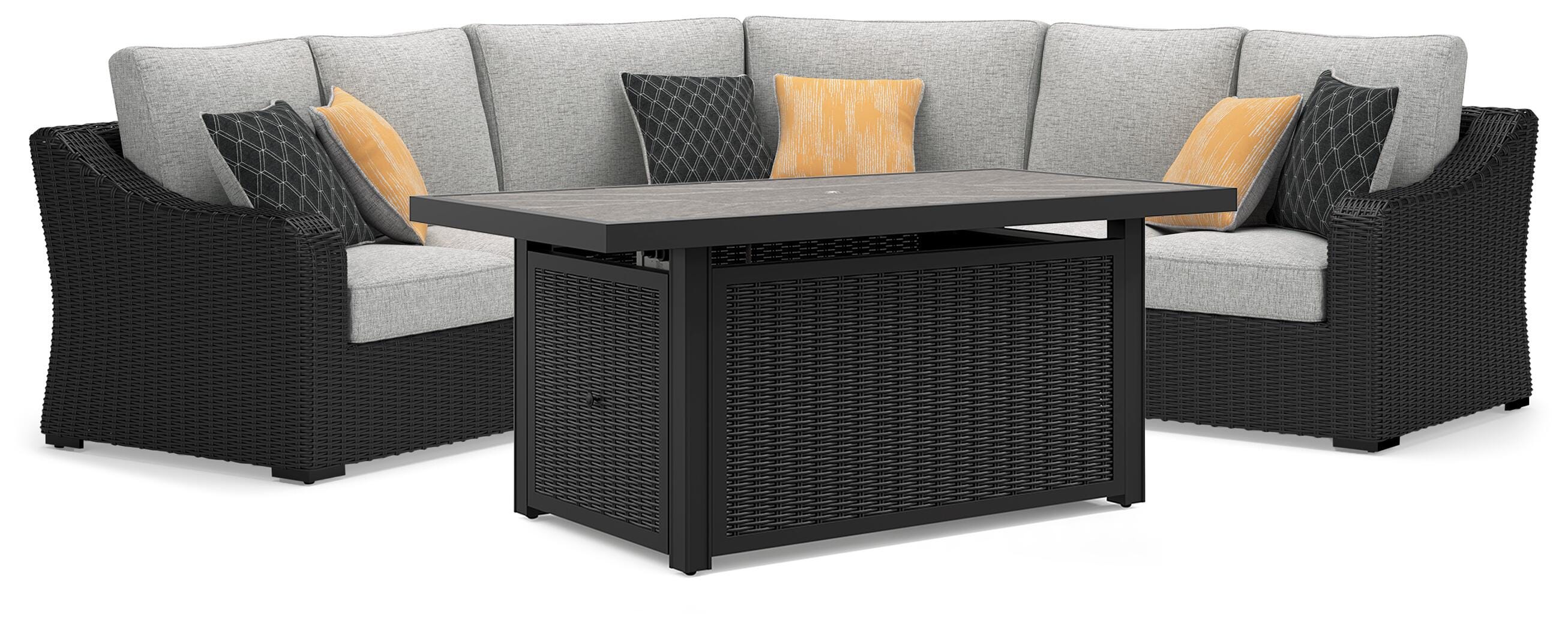 J&M Furniture - Ashley Furniture - Beachcroft 3-Piece Outdoor Sectional and Fire Pit Table - 3-Piece Outdoor Sectional and Fire Pit Table - P792P9