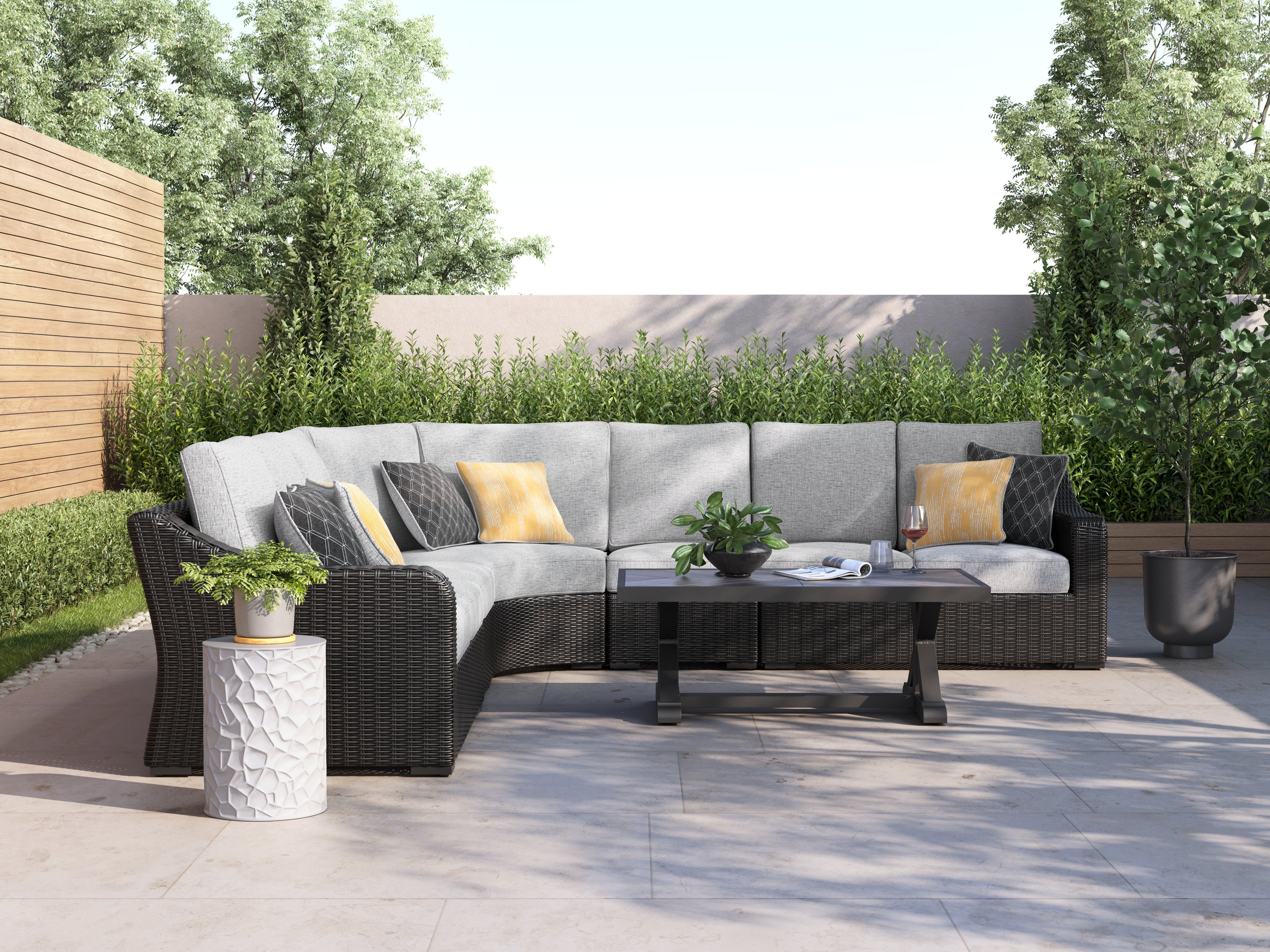 J&M Furniture - Ashley Furniture - Beachcroft 5-Piece Outdoor Sectional - 5-Piece Outdoor Sectional - P792P6