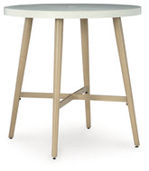J&M Furniture - Ashley Furniture - Seton Creek Outdoor Bar Table - Round Bar Table w/UMB OPT / Beige - P798-613