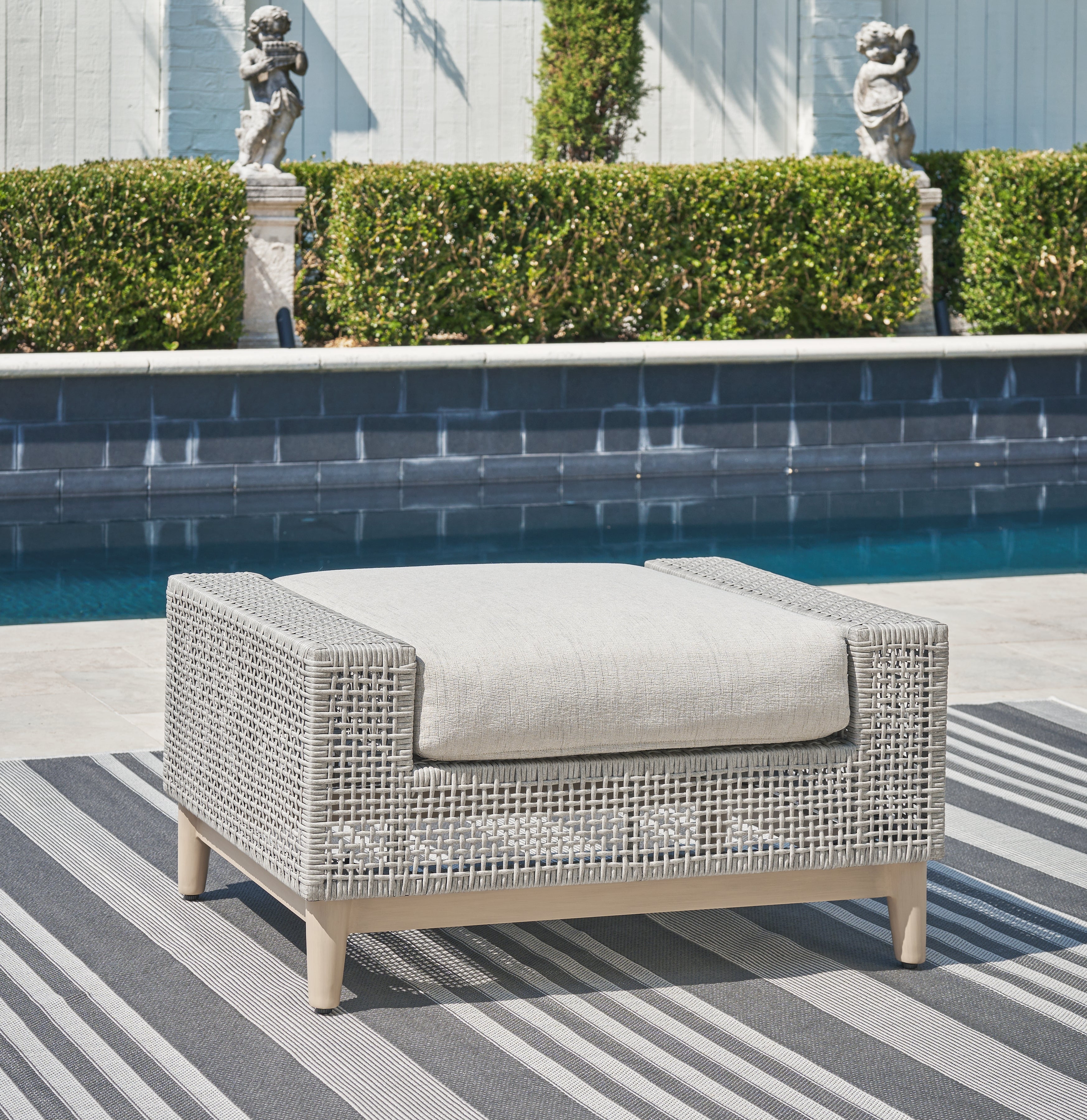 J&M Furniture - Ashley Furniture - Seton Creek Outdoor Ottoman with Cushion - Ottoman with Cushion - P798-814