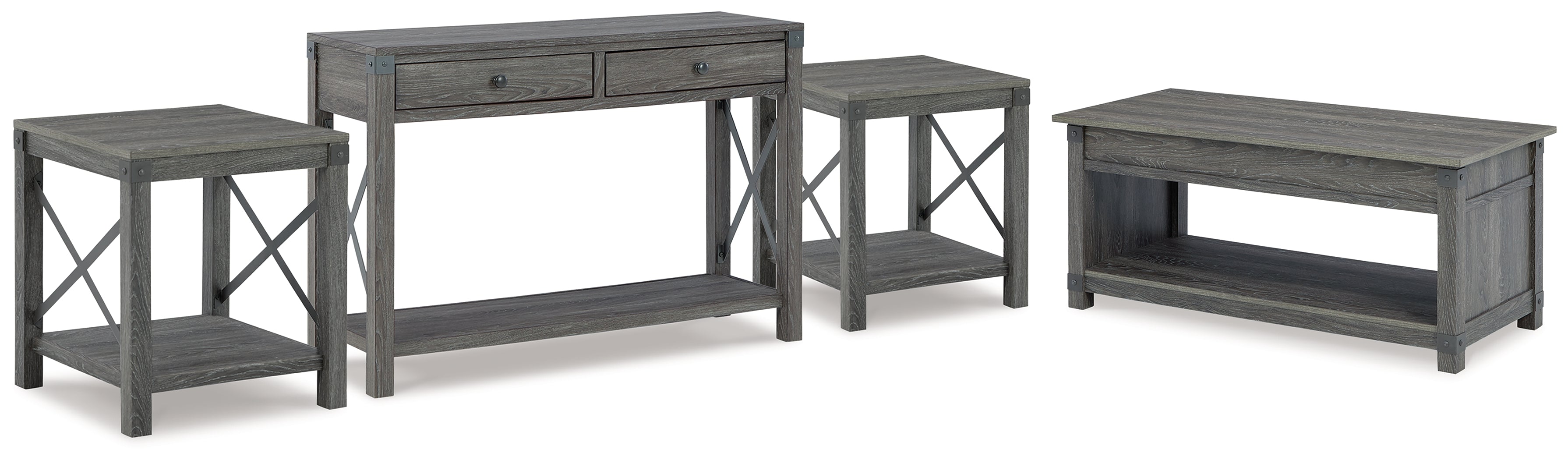 J&M Furniture - Ashley Furniture - Freedan Lift-top Coffee Table, 2 End Tables and Console - Lift-top Coffee Table, 2 End Tables and Console - T175T2