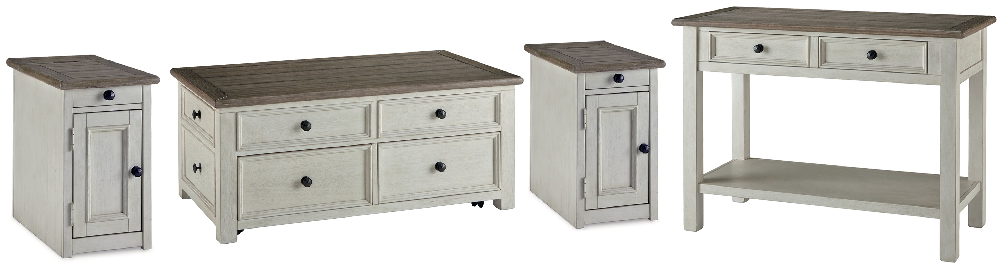 J&M Furniture - Ashley Furniture - Bolanburg Coffee Table and 2 Chairside End Tables with Console - Coffee Table and 2 Chairside End Tables with Console - T637T4