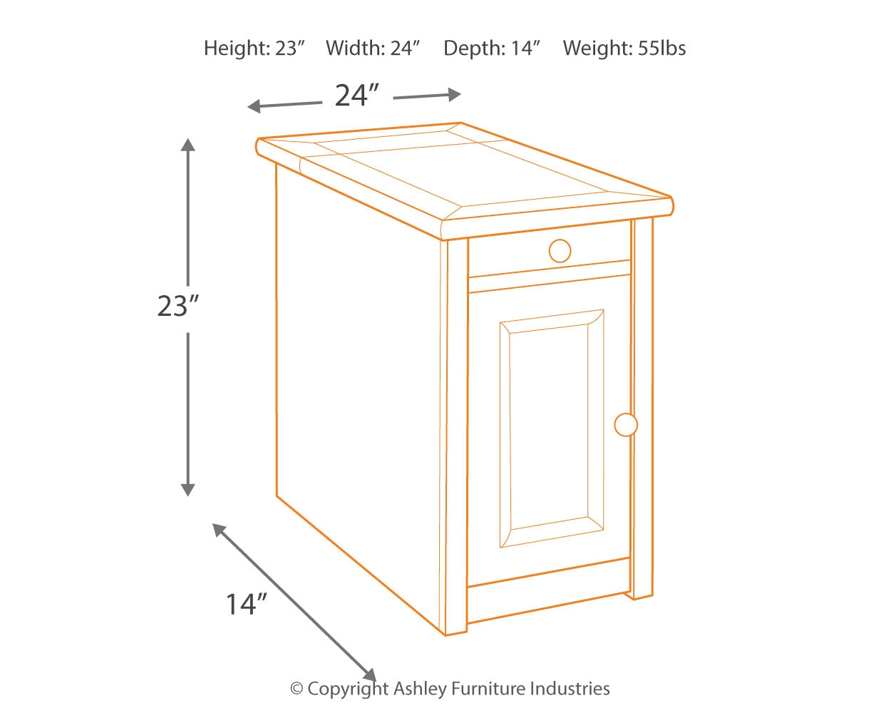 Tyler Creek Chairside End Table with USB Ports & Outlets Ashley Furniture