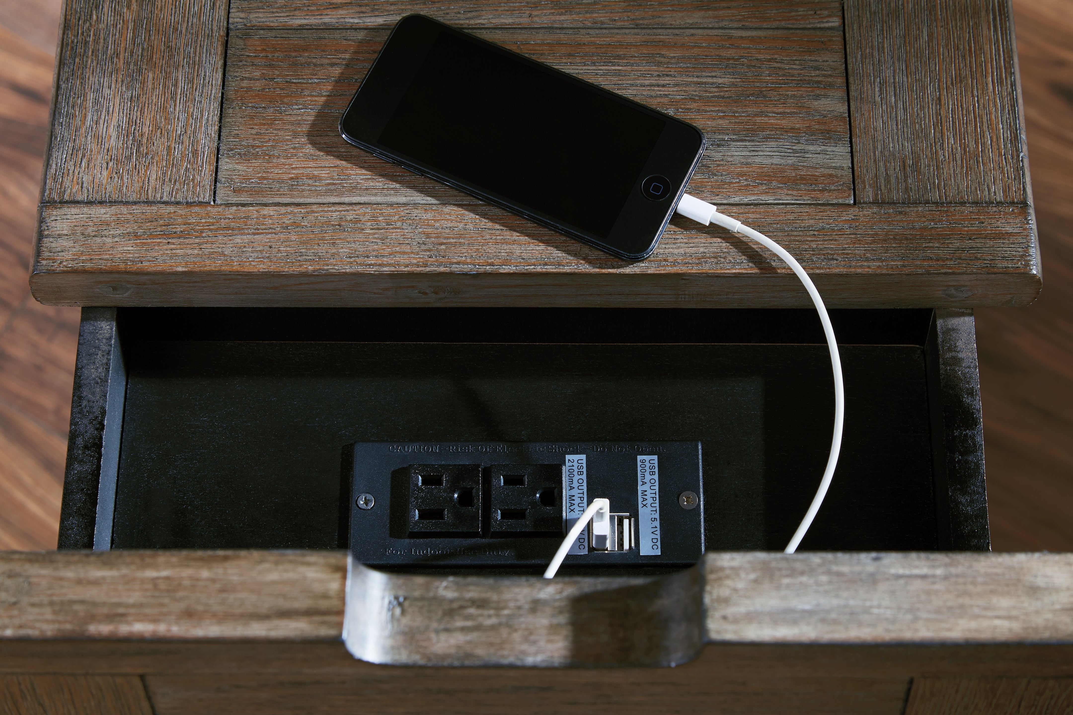 Tyler Creek Chairside End Table with USB Ports & Outlets Ashley Furniture