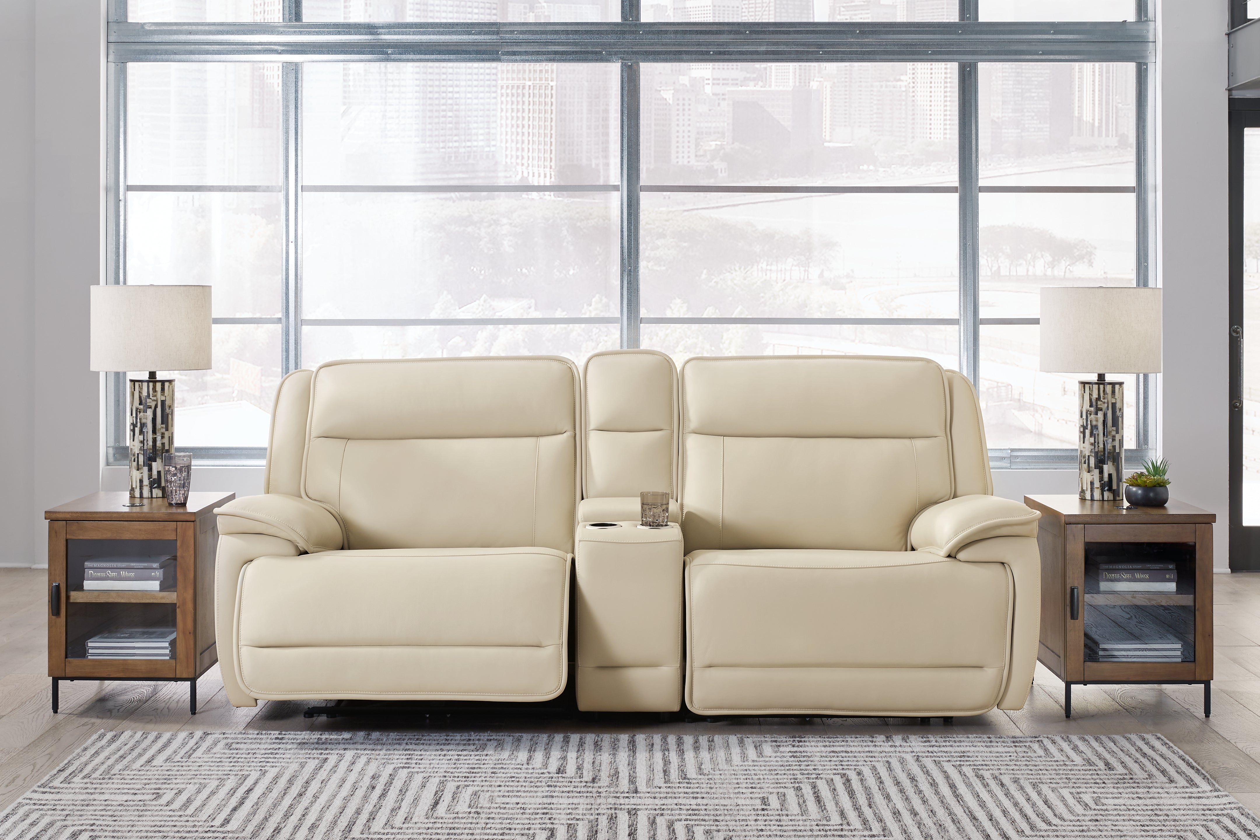 J&M Furniture - Ashley Furniture - Double Deal 3-Piece Power Reclining Loveseat Sectional with Console - 3-Piece Power Reclining Loveseat Sectional with Console - U13001S4