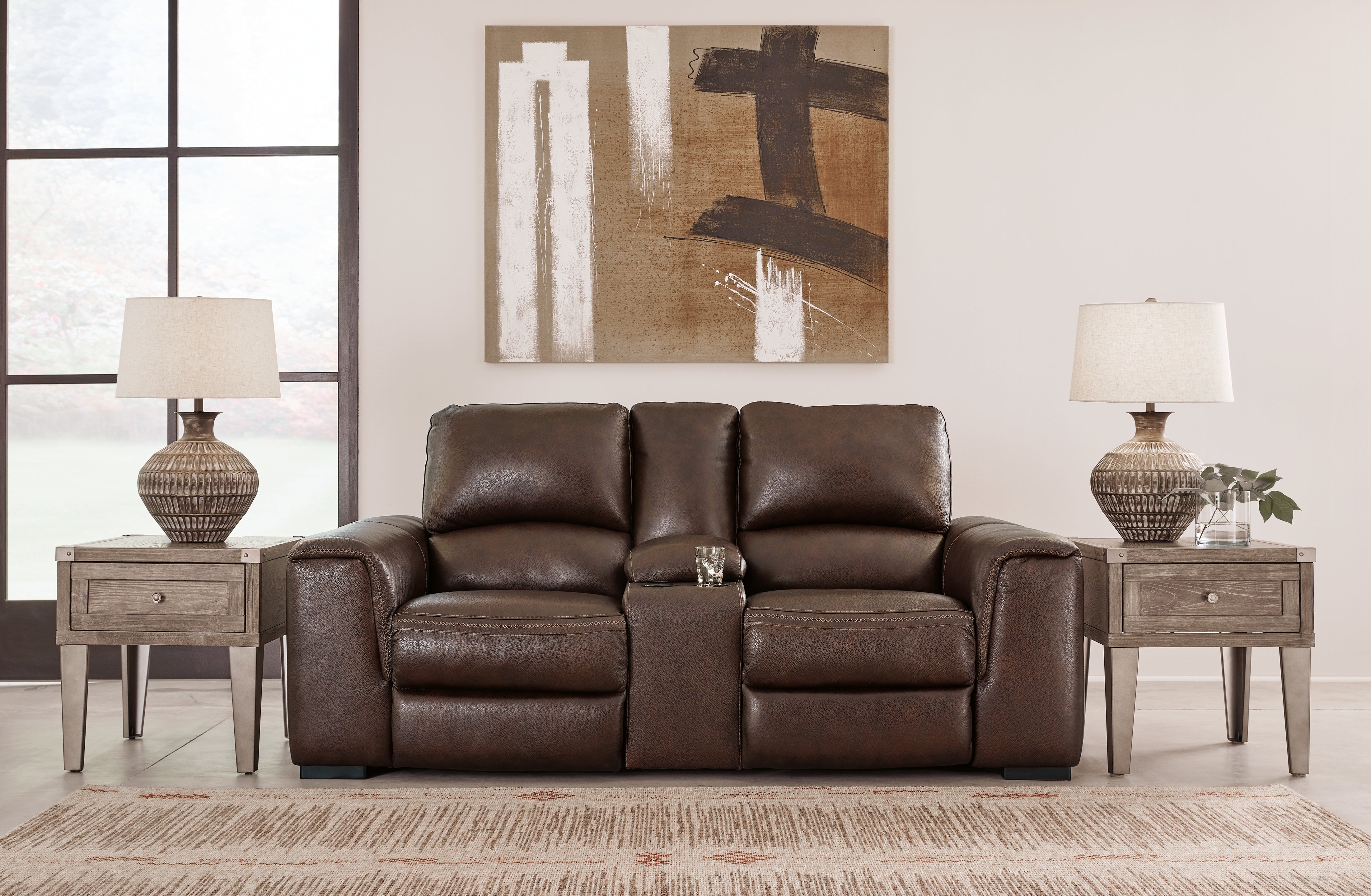 J&M Furniture - Ashley Furniture - Alessandro Power Reclining Loveseat with Console - PWR REC Loveseat/CON/ADJ HDRST - U2550218