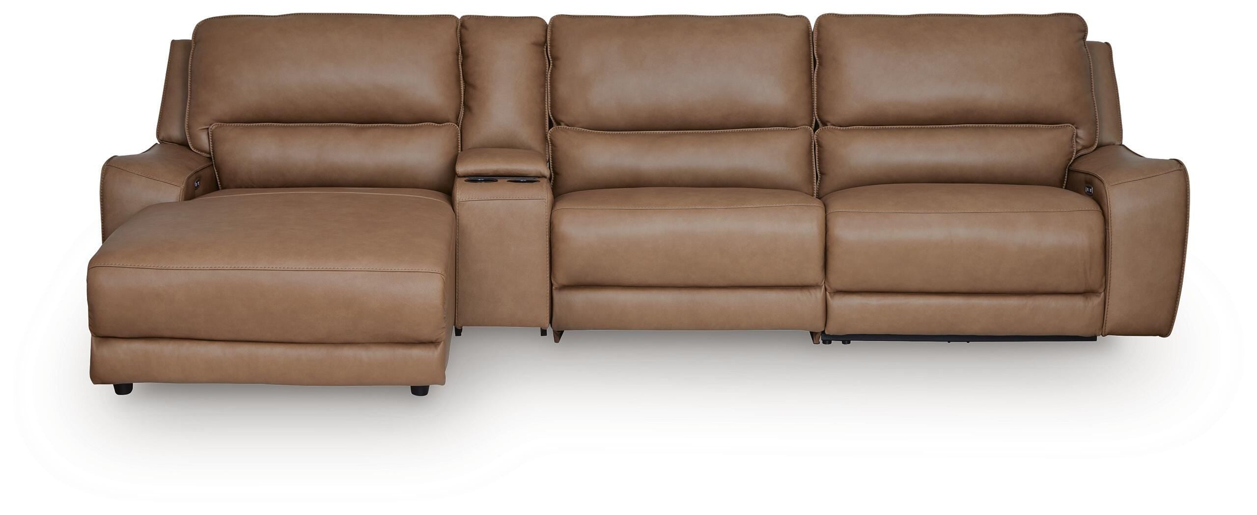 J&M Furniture - Ashley Furniture - DeepWakes 4-Piece Reclining Sectional with Chaise and Storage Console - 4-Piece Reclining Sectional with Chaise and Storage Console - PCU62606S27