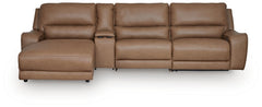 DeepWakes 4-Piece Reclining Sectional with Chaise and Storage Console