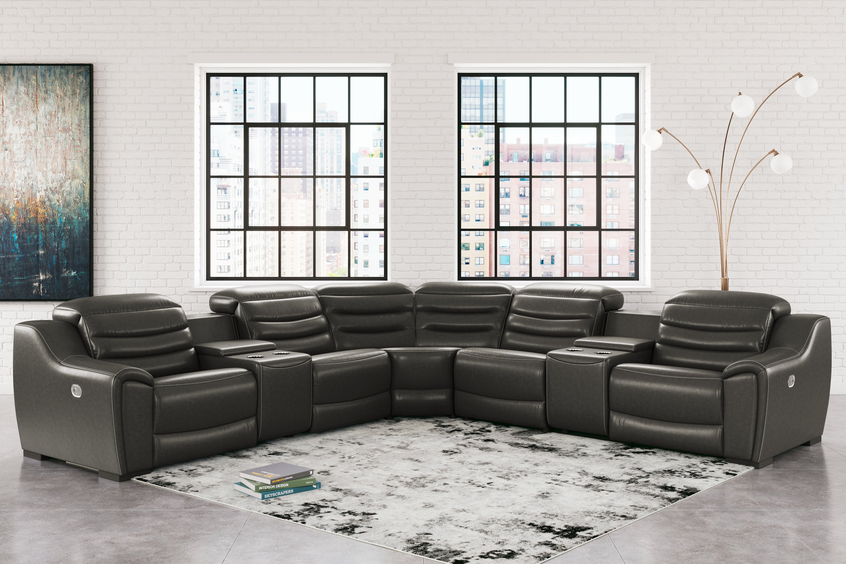 J&M Furniture - Ashley Furniture - Center Line 7-Piece Power Reclining Sectional - 7-Piece Power Reclining Sectional - U63404S7