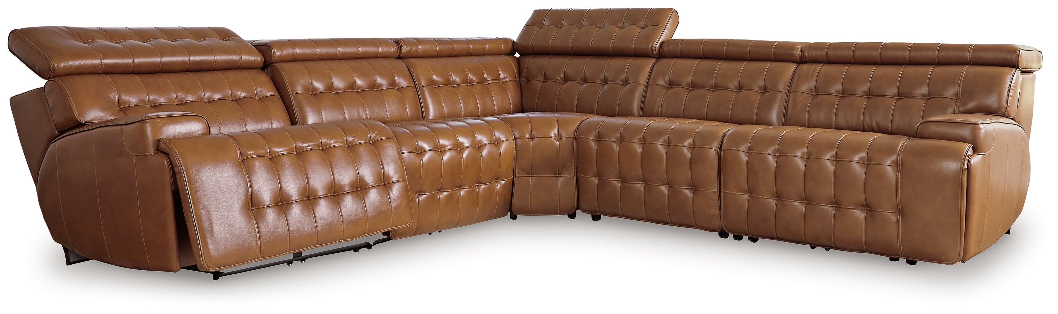 J&M Furniture - Ashley Furniture - Temmpton 5-Piece Power Reclining Sectional - 5-Piece Power Reclining Sectional / Chocolate - U92708S4