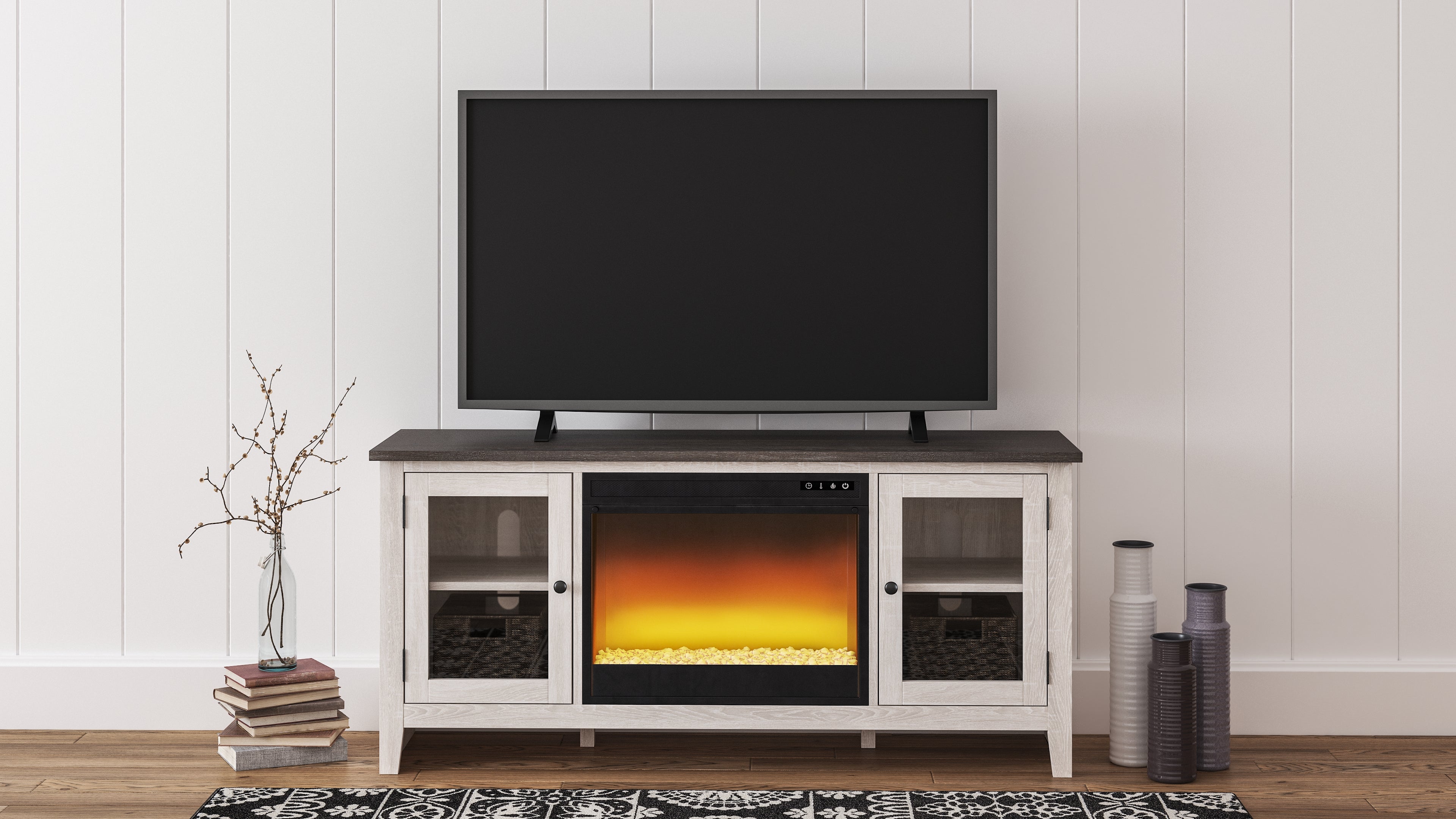 J&M Furniture - Ashley Furniture - Dorrinson 60" TV Stand with Electric Fireplace - 60" TV Stand with Electric Fireplace - W287W2