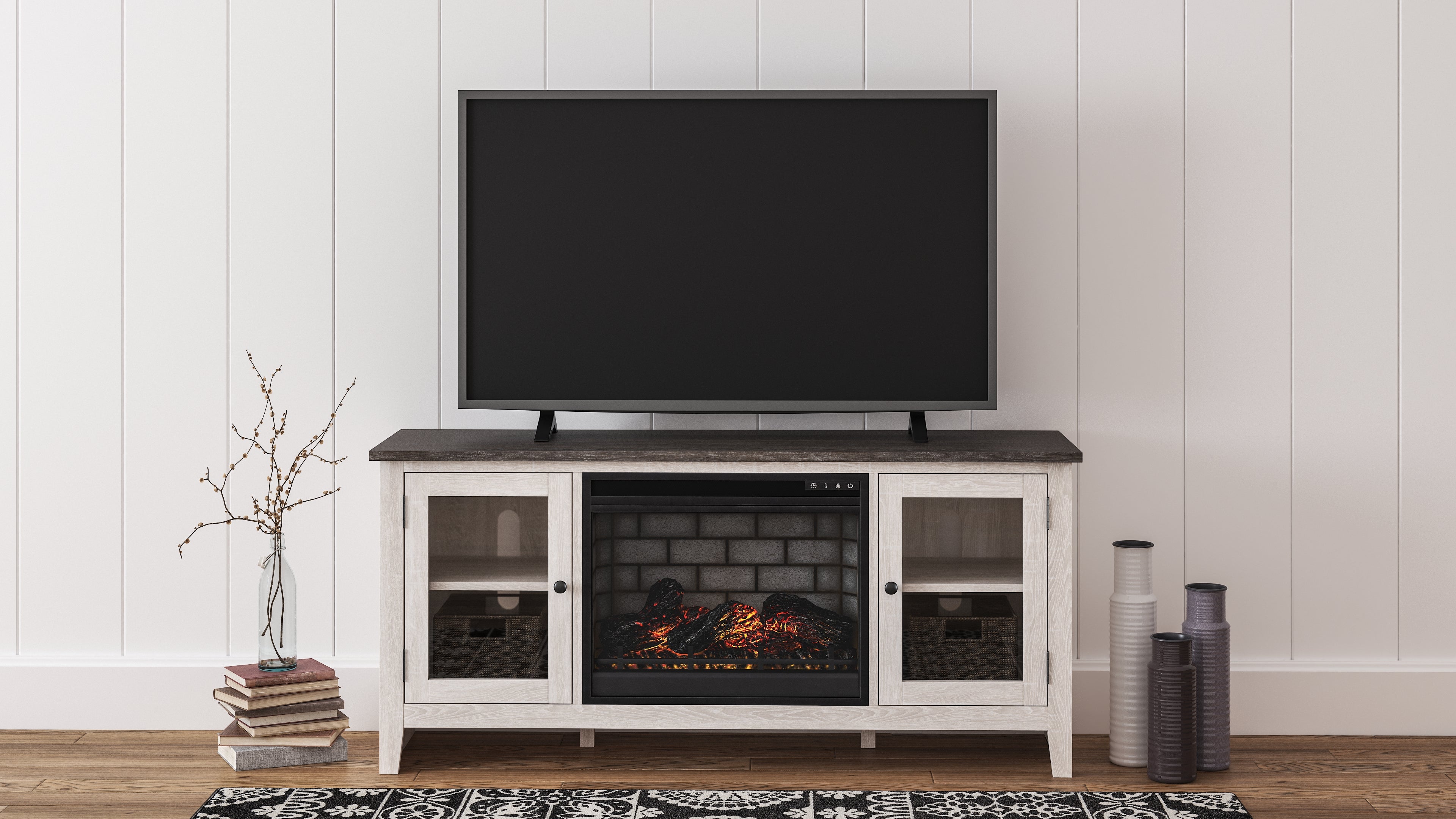 J&M Furniture - Ashley Furniture - Dorrinson 60" TV Stand with Electric Fireplace - 60" TV Stand with Electric Fireplace - W287W3