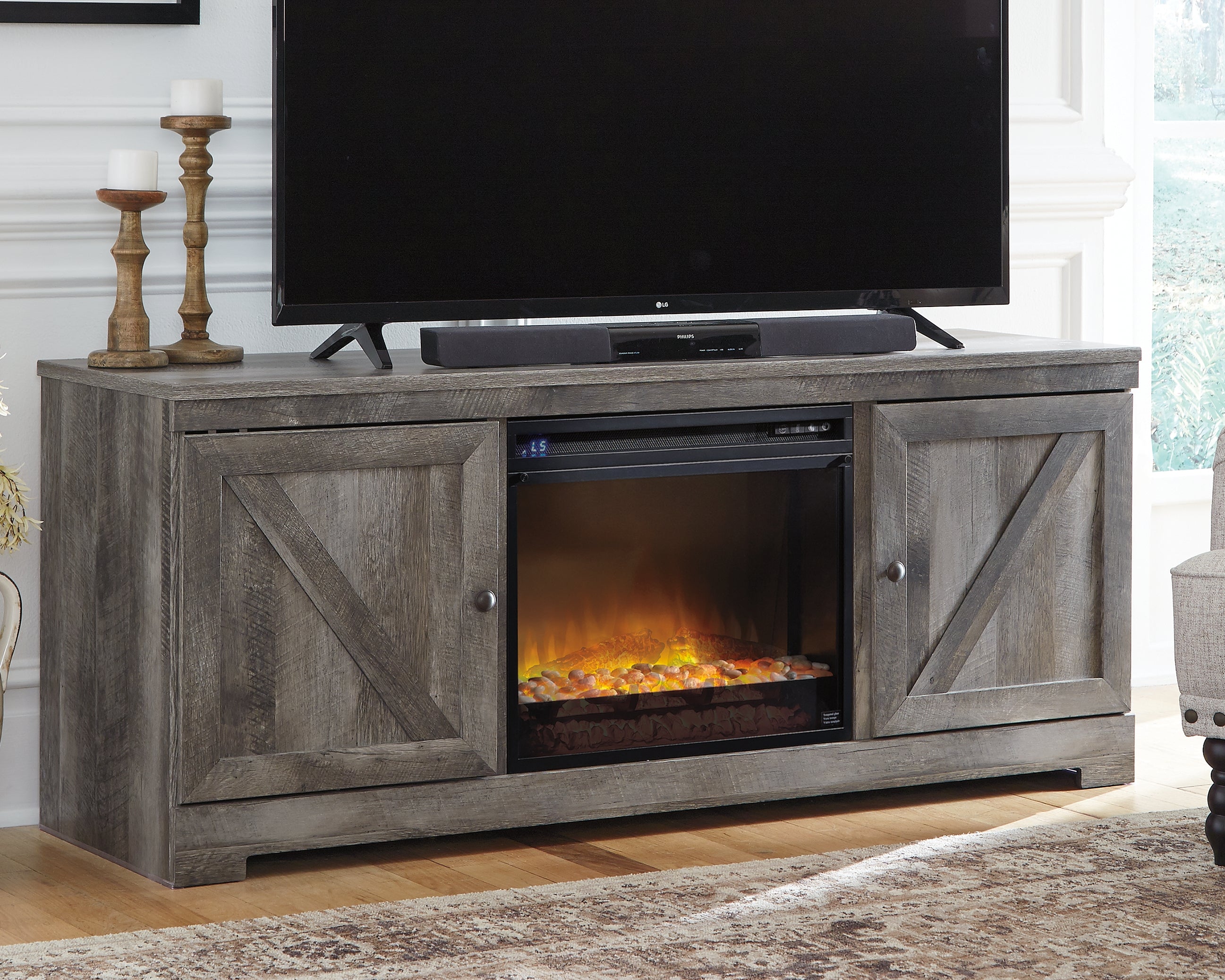 J&M Furniture - Ashley Furniture - Wynnlow 63" TV Stand with Electric Fireplace - 63" TV Stand with Electric Fireplace - W440W4