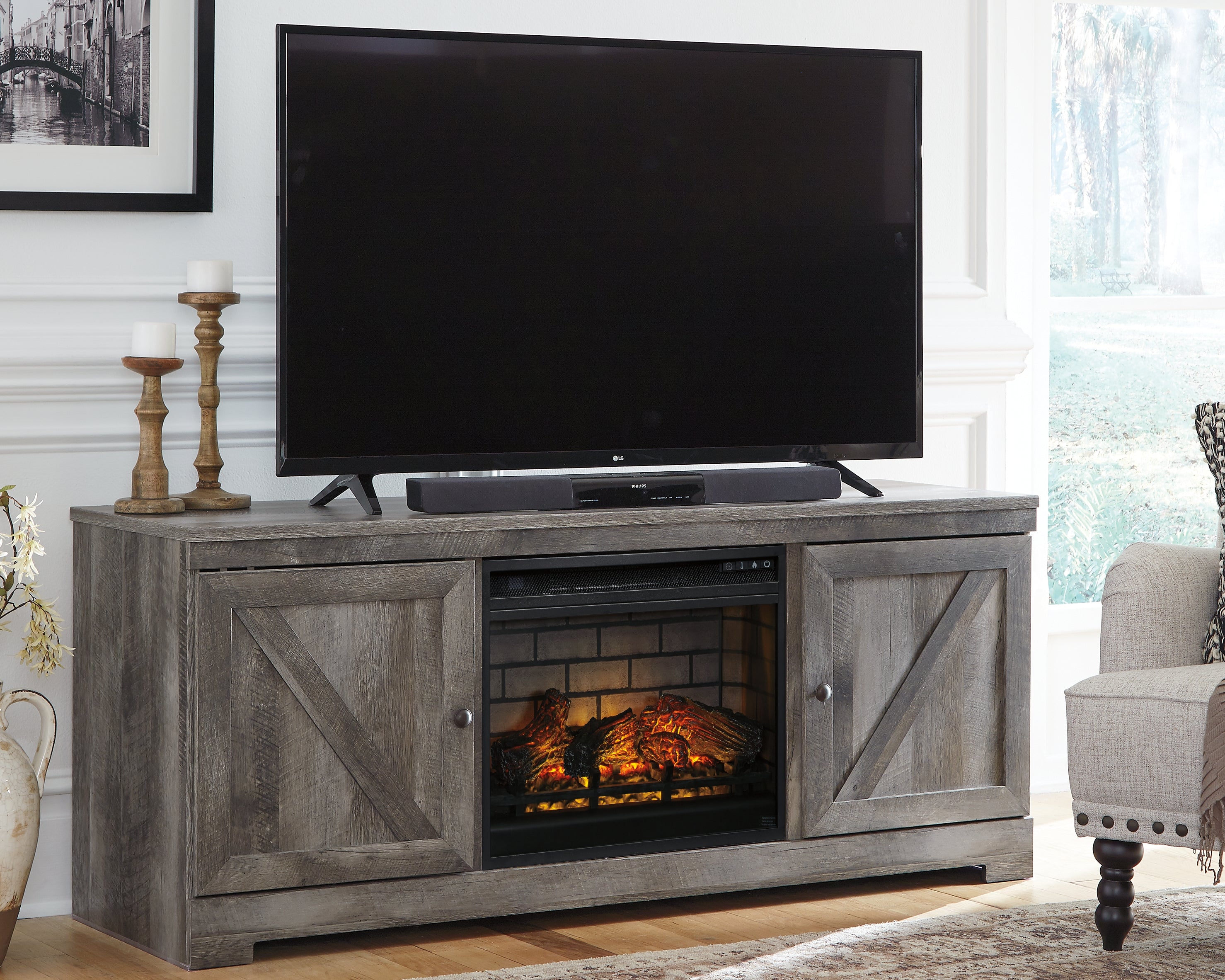 J&M Furniture - Ashley Furniture - Wynnlow 63" TV Stand with Electric Fireplace - 63" TV Stand with Electric Fireplace - W440W9