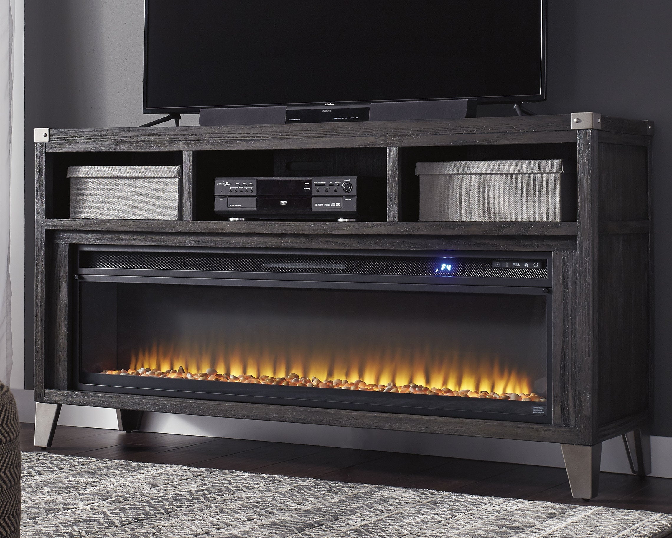 J&M Furniture - Ashley Furniture - Todoe 65" TV Stand with Electric Fireplace - 65" TV Stand with Electric Fireplace - W901W1