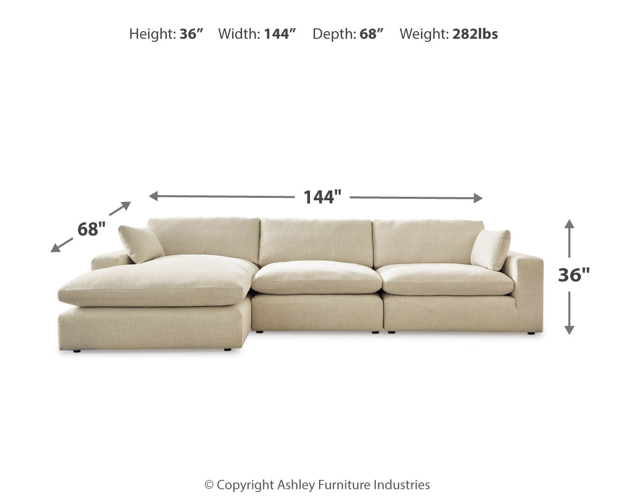 Elyza 3-Piece Sectional with Chaise