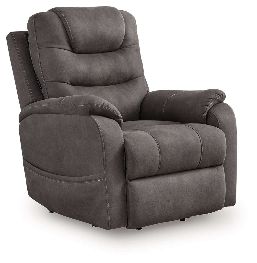 J&M Furniture - Ashley Furniture - Snowfield Power Lift Recliner - Power Lift Recliner / Gunmetal - 1760912