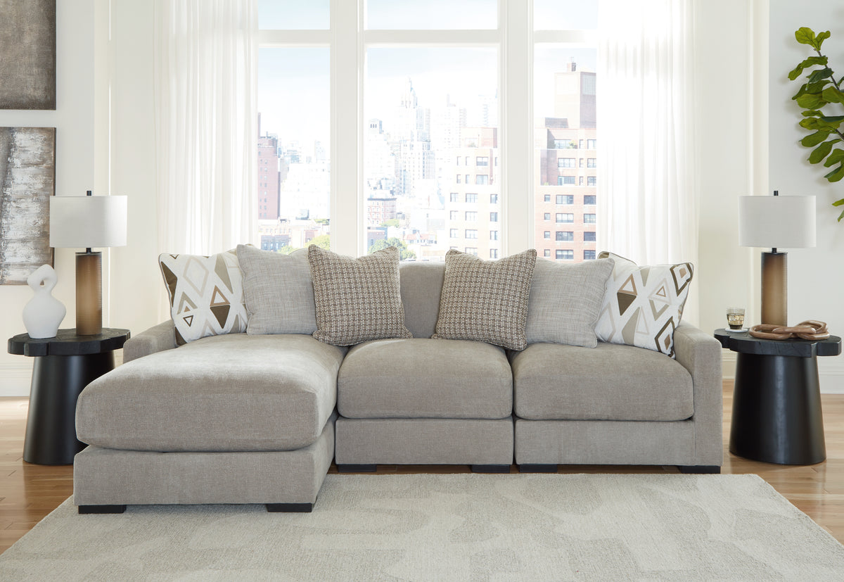 J&M Furniture - Ashley Furniture - Aslan Court 3-Piece Sofa Sectional with Chaise - RAF 3-Piece Sofa Sectional with Chaise / Pebble - 20305S3