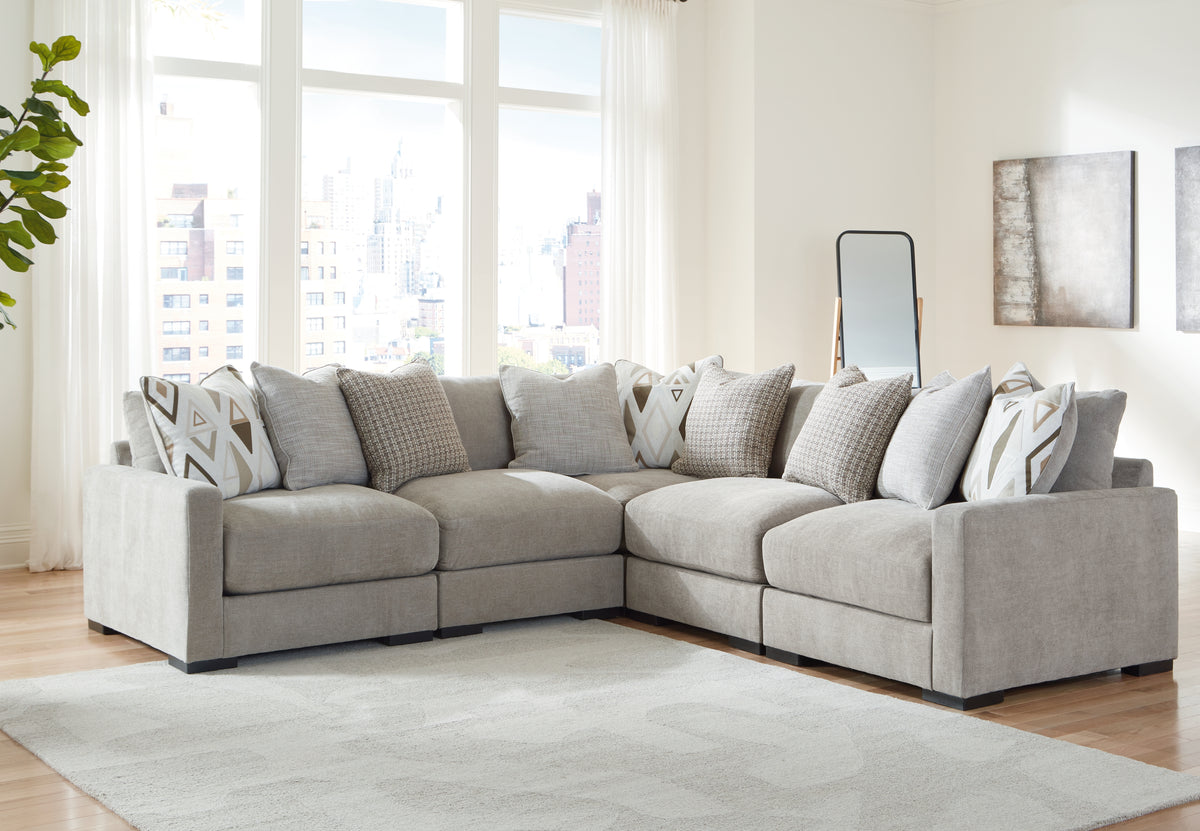 J&M Furniture - Ashley Furniture - Aslan Court 5-Piece Sectional - RAF 5-Piece Sectional / Pebble - 20305S6