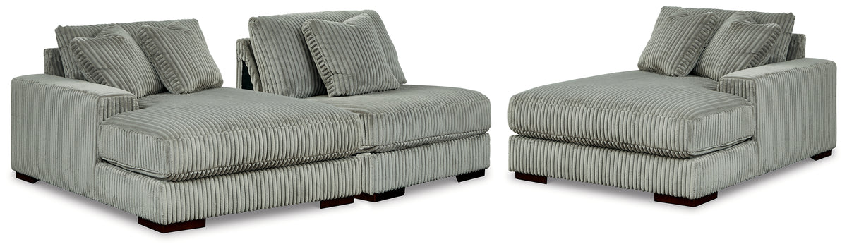 J&M Furniture - Ashley Furniture - Lindyn 3-Piece Sectional with Double Chaise - RAF 3-Piece Sectional with Double Chaise / Fog - 21105S18