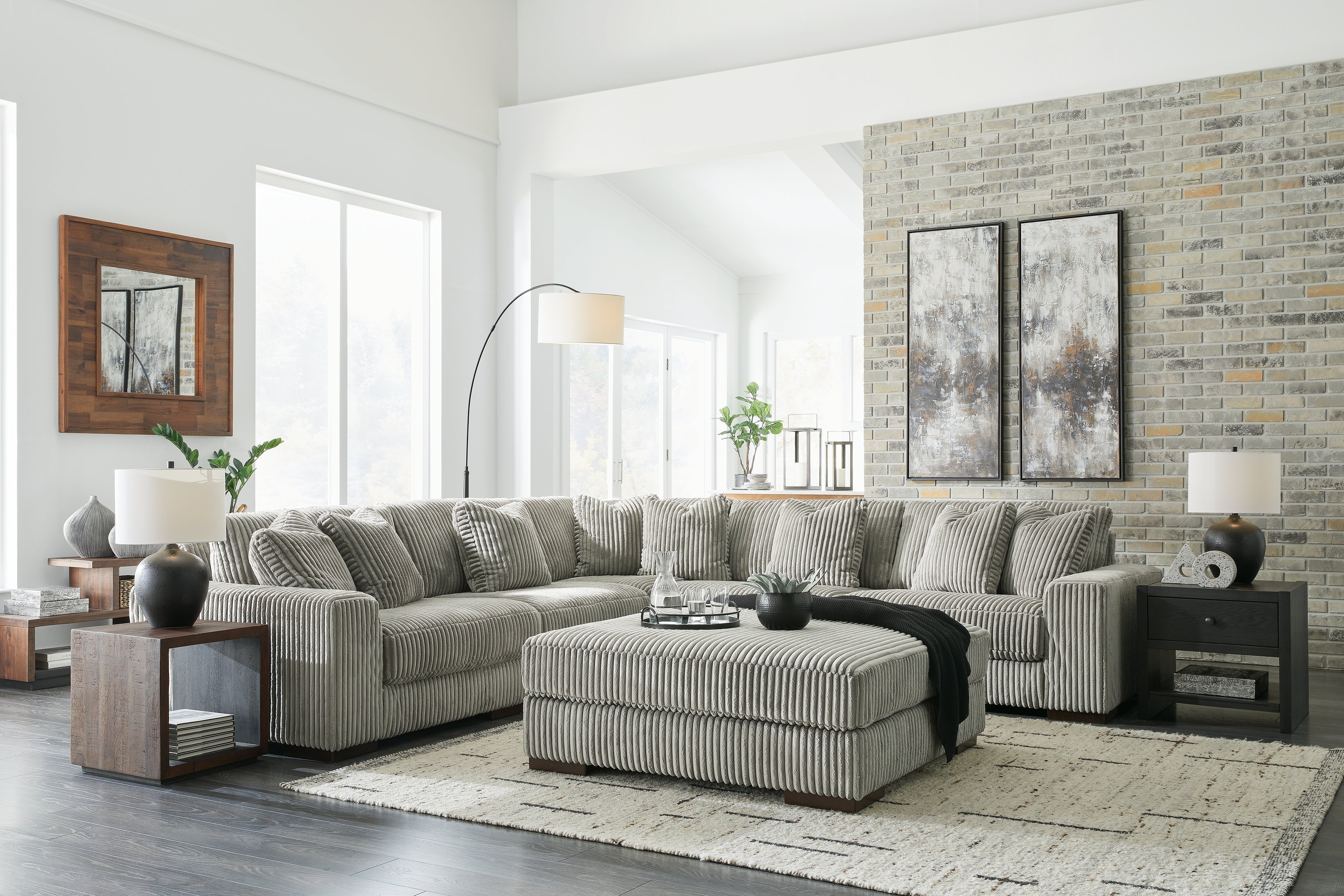 J&M Furniture - Ashley Furniture - Lindyn 5-Piece Sectional and Ottoman - 5-Piece Sectional and Ottoman - 21105U2
