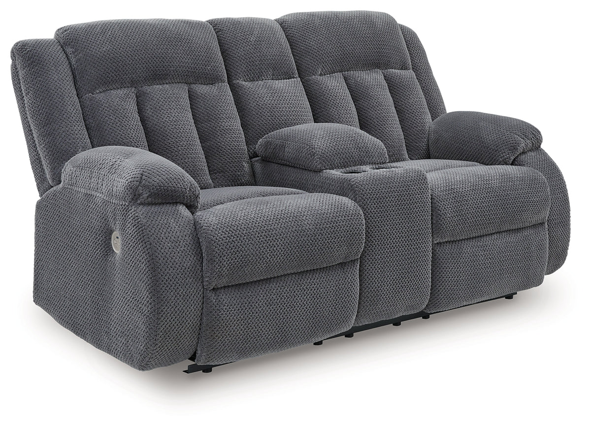J&M Furniture - Ashley Furniture - Observation Power Reclining Loveseat with Console - DBL REC PWR Loveseat w/Console / Chocolate - PC2140696