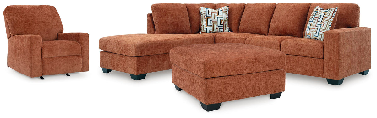J&M Furniture - Ashley Furniture - Aviemore 2-Piece Sectional with Chaise, Recliner and Ottoman - 2-Piece Sectional with Chaise, Recliner and Ottoman - 24304U3