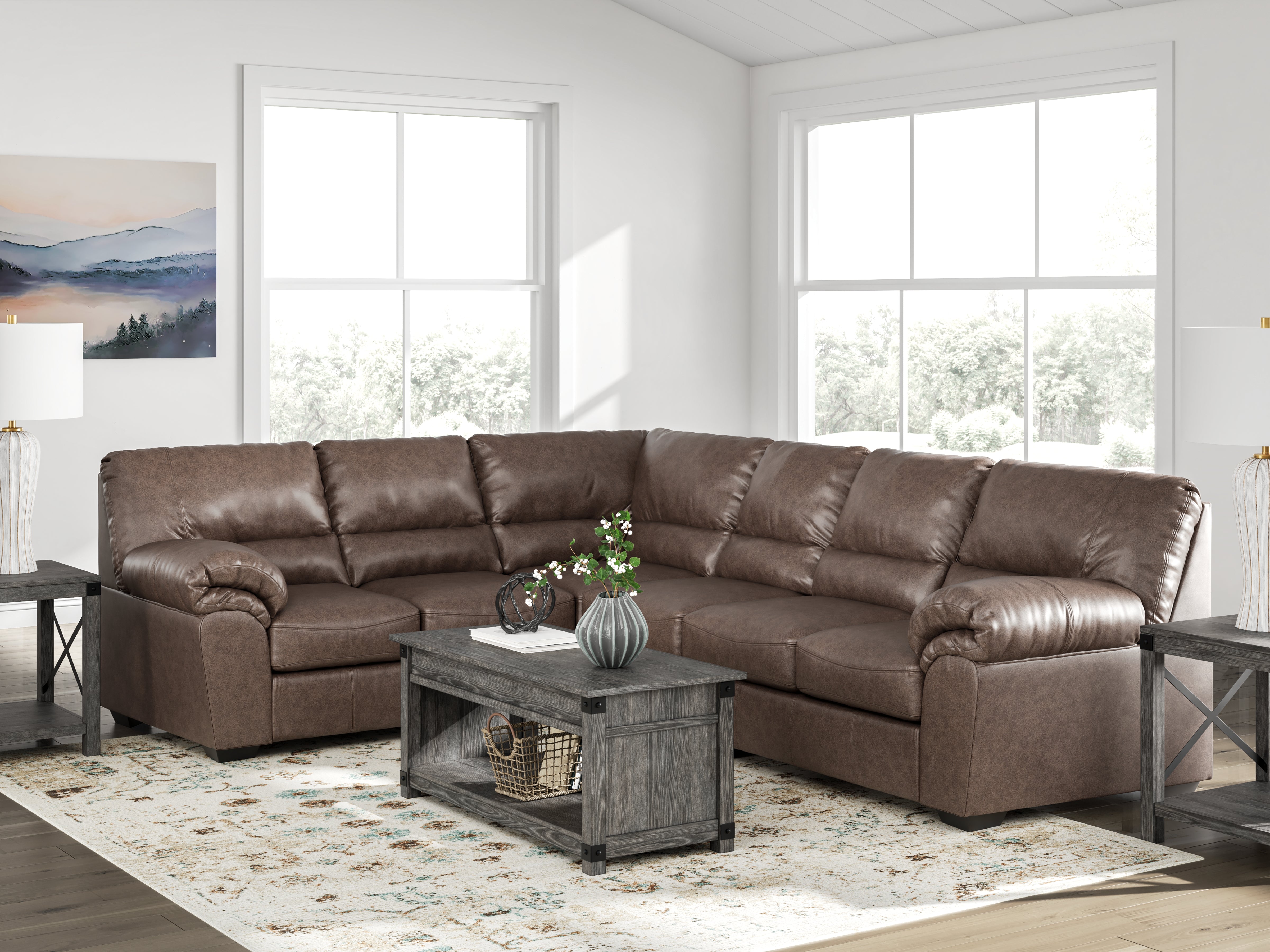 J&M Furniture - Ashley Furniture - WillowBend 3-Piece Sectional - RAF 3-Piece Sectional / Caramel - PC27704S3