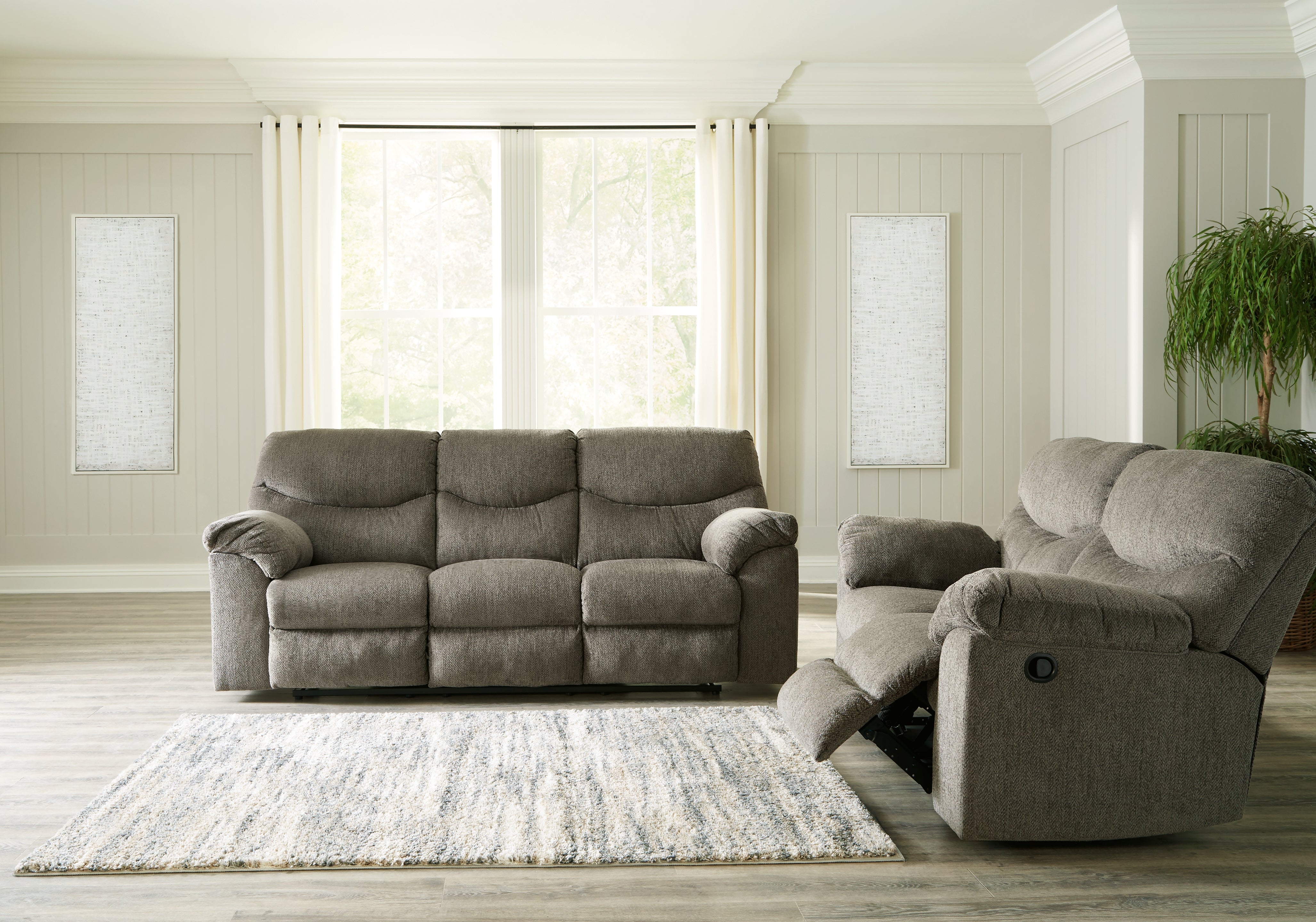 J&M Furniture - Ashley Furniture - Alphons Reclining Sofa and Loveseat - Reclining Sofa and Loveseat / Putty - 28201U1