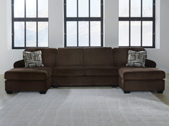 J&M Furniture - Ashley Furniture - Kimlee 3-Piece Sectional with Double Chaise - RAF 3-Piece Sectional with Double Chaise / Chocolate - PC35603S3